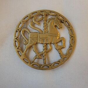 SOLD Vintage Brass Carousel Horse Trivet